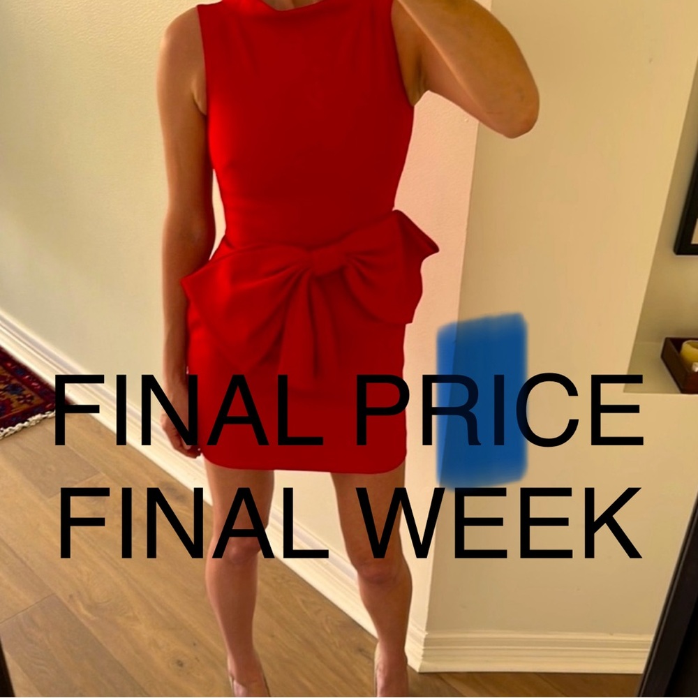 CHIC Badgley Mischka Red Bow Mini Dress, Size 4/6 ❤️